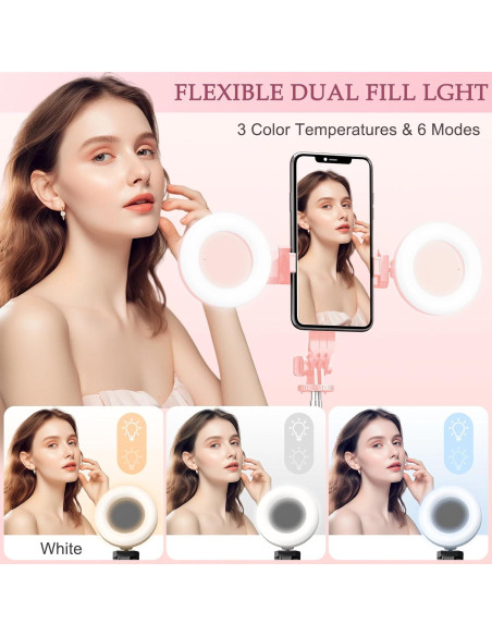 Trípode Selfie Stick Rosa con Luz LED y Control Remoto Trípode Selfie Stick Rosa con Luz LED y Control Remoto
