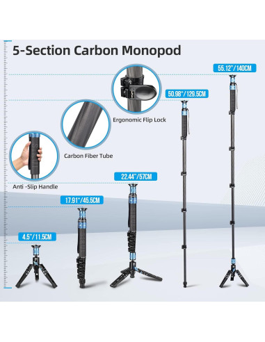 Monopie SIRUI P-325FS Fibra de Carbono 140 cm 10 kg