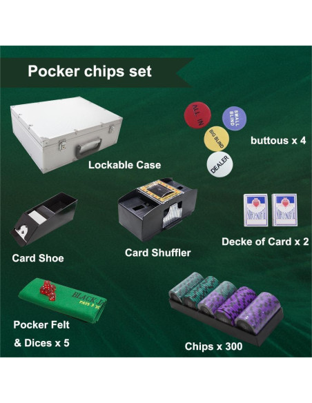 Set de Fichas de Poker THUNDERBAY 300 PCS con Accesorios Set de Fichas de Poker THUNDERBAY 300 PCS con Accesorios