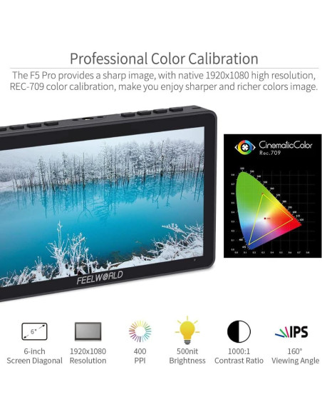 Monitor de Campo Feelworld F5 Pro 6" FHD 1920x1080 Táctil Monitor de Campo Feelworld F5 Pro 6" FHD 1920x1080 Táctil