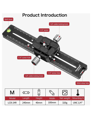 Riel Deslizante Nodal Koolehaoda LCB-24R 240mm para Cámara