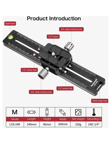 Riel Deslizante Nodal Koolehaoda LCB-24R 240mm para Cámara Riel Deslizante Nodal Koolehaoda LCB-24R 240mm para Cámara