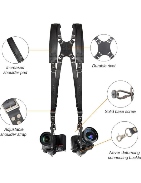 Arnés Doble para Cámara Jumyee con Correas Ajustables - Negro Arnés Doble para Cámara Jumyee con Correas Ajustables - Negro