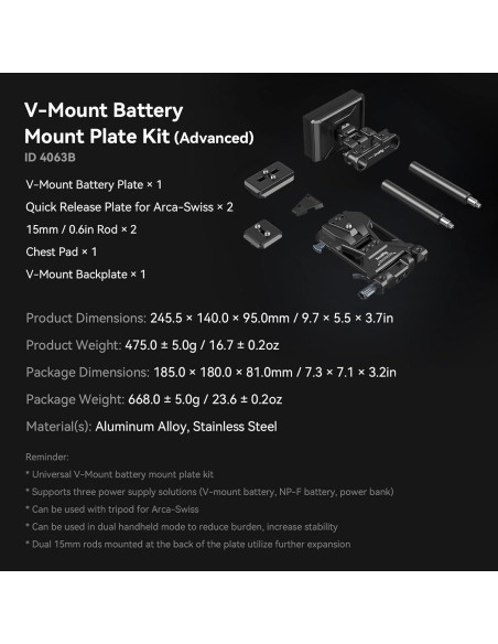 Placa de Batería V-Montable SmallRig 15781 para Cámaras DSLR Placa de Batería V-Montable SmallRig 15781 para Cámaras DSLR