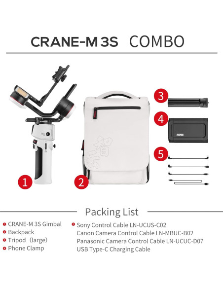 Estabilizador de Cardán Zhiyun Crane M3S Combo 3 Ejes para Cámara Estabilizador de Cardán Zhiyun Crane M3S Combo 3 Ejes para Cámara