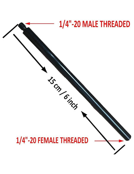 Tubo Extensor de Trípode Metal 15.24 cm Rosca 1/4"-20 Tubo Extensor de Trípode Metal 15.24 cm Rosca 1/4"-20