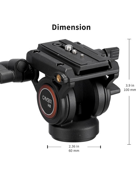 Cabezal de Fluido Cayer H8 con Trípode y Base Plana 60 mm Cabezal de Fluido Cayer H8 con Trípode y Base Plana 60 mm