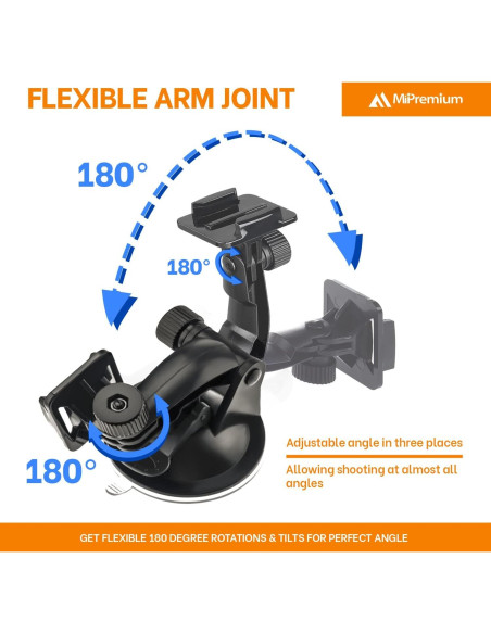 Soporte de Ventosa MiPremium para GoPro Hero 13/12/11/10/9/8/7/6/5/4/3/2 - Ajustable y Resistente Soporte de Ventosa MiPremium para GoPro Hero 13/12/11/10/9/8/7/6/5/4/3/2 - Ajustable y Resistente