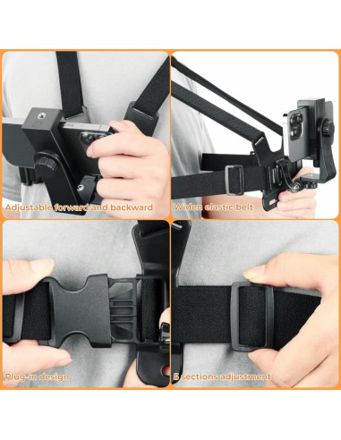 Kit de Soporte para VLOG y POV KUANVE - Arnés Pecho y Cabeza