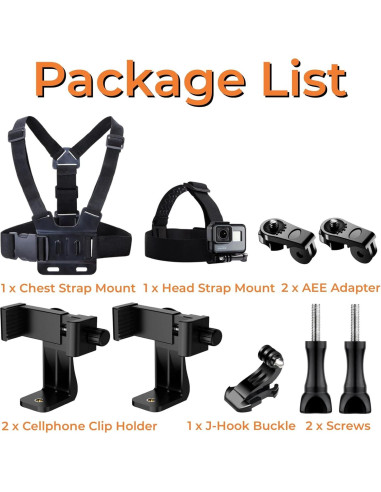 Kit de Soporte para VLOG y POV KUANVE - Arnés Pecho y Cabeza