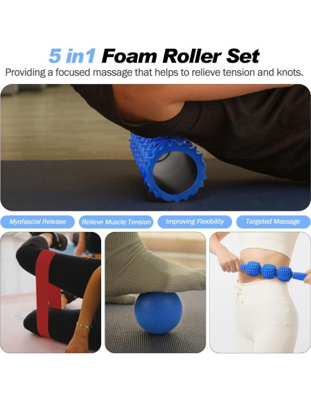 Juego de Rodillos de Espuma 5 en 1 JOYENERGY para Masaje Juego de Rodillos de Espuma 5 en 1 JOYENERGY para Masaje