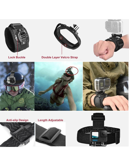 Kit de Accesorios para Gopro Hero 13 12 11 10 9 - Estuche Impermeable, Soporte Flotante y Correas Ajustables Kit de Accesorios para Gopro Hero 13 12 11 10 9 - Estuche Impermeable, Soporte Flotante y Correas Ajustables