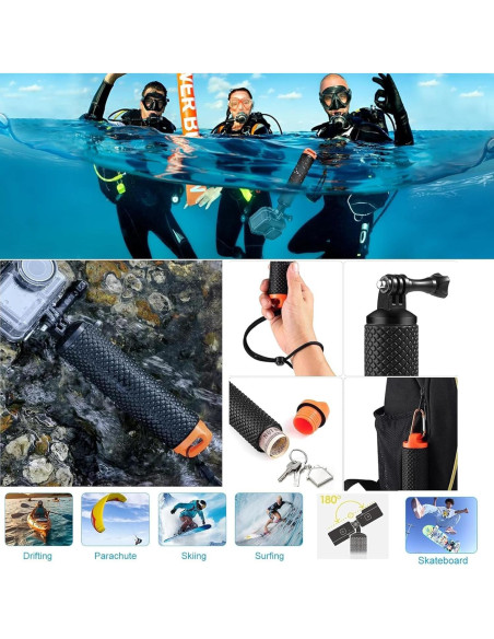 Kit de Accesorios para Gopro Hero 13 12 11 10 9 - Estuche Impermeable, Soporte Flotante y Correas Ajustables Kit de Accesorios para Gopro Hero 13 12 11 10 9 - Estuche Impermeable, Soporte Flotante y Correas Ajustables