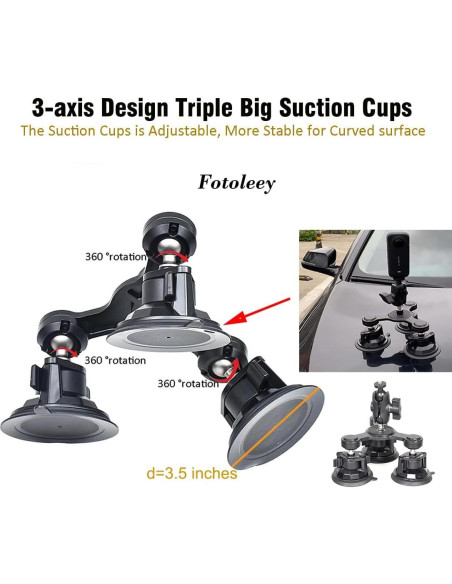 Soporte de Ventosa Triple FT para Coche Insta360 y GoPro Soporte de Ventosa Triple FT para Coche Insta360 y GoPro