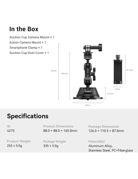 Soporte de Ventosa SMALLRIG para GoPro y Smartphone - 0.5kg Soporte de Ventosa SMALLRIG para GoPro y Smartphone - 0.5kg