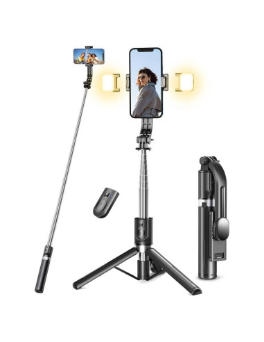 Trípode de Selfie Pnitri 114 cm con Luz y Control Remoto