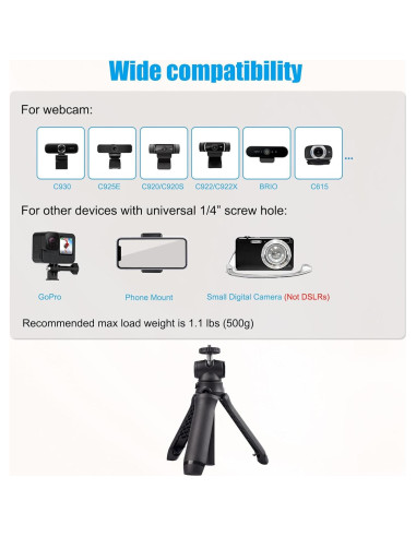Trípode Mini Ajustable Khazylorr para Webcam y Cámara