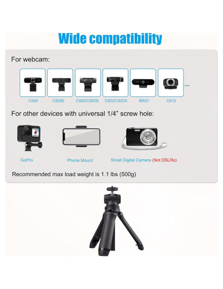 Trípode Mini Ajustable Khazylorr para Webcam y Cámara Trípode Mini Ajustable Khazylorr para Webcam y Cámara