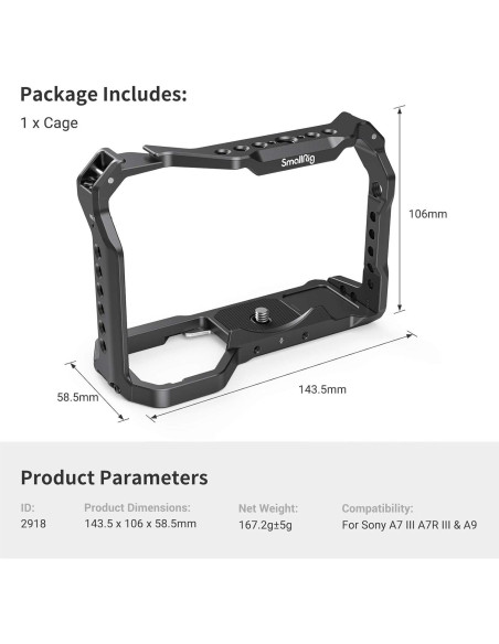 Jaula Ligera SmallRig 2918 para Cámara Sony A7 III / A7R III / A9 Jaula Ligera SmallRig 2918 para Cámara Sony A7 III / A7R III / A9