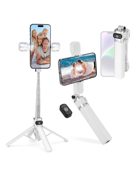 Trípode Extensible para Teléfono MQOUNY con Luz y Control Remoto Trípode Extensible para Teléfono MQOUNY con Luz y Control Remoto