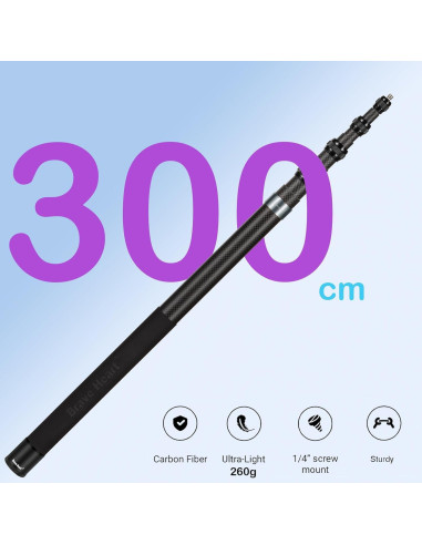 Selfie Stick Extensible 3m Fibra de Carbono Qishang para Insta360
