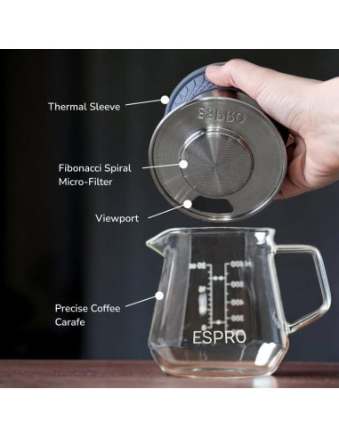 ESPRO Kit Pour Over BLOOM - Acero Inoxidable, 1-2 Tazas