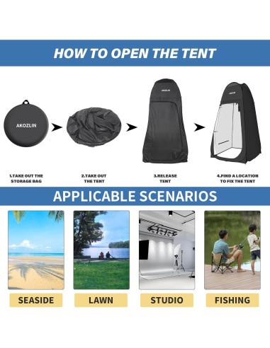 Carpa de Ducha Portátil AKOZLIN 1.88m Pop Up Impermeable