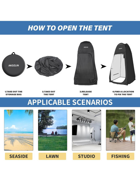 Carpa de Ducha Portátil AKOZLIN 1.88m Pop Up Impermeable Carpa de Ducha Portátil AKOZLIN 1.88m Pop Up Impermeable