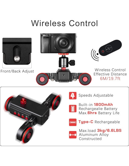 Carro Dolly Motorizado EACHSHOT para Cámara DSLR y Smartphone Carro Dolly Motorizado EACHSHOT para Cámara DSLR y Smartphone