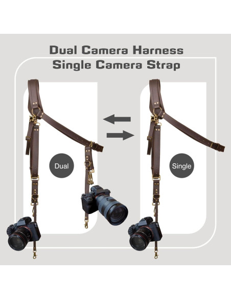 Correa de cámara de cuero LEDR 4J para 1 o 2 DSLR Correa de cámara de cuero LEDR 4J para 1 o 2 DSLR