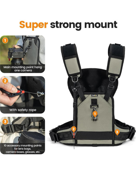 Cinturón y Arnés Profesional Cwatcun para Cámara DSLR - 10 Puntos de Acceso Cinturón y Arnés Profesional Cwatcun para Cámara DSLR - 10 Puntos de Acceso