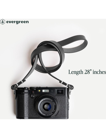 Correa de Cámara Minimalista Evergreen de Cuero 71.1 cm Negra Correa de Cámara Minimalista Evergreen de Cuero 71.1 cm Negra