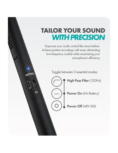 Micrófono de escopeta Movo X3-II XLR con soporte CMP-25