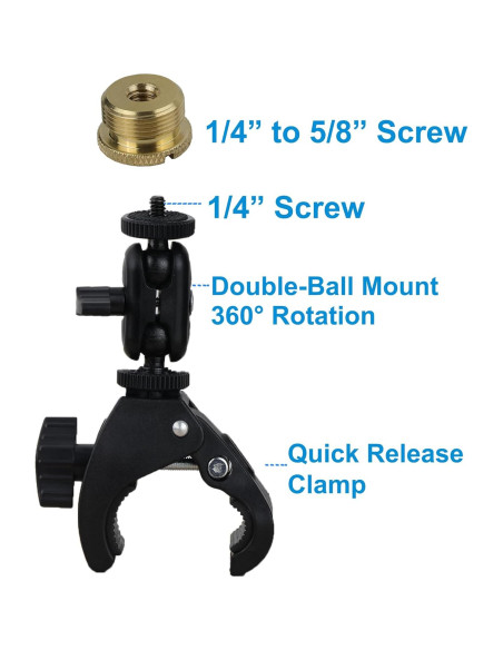 Soporte de Micrófono Mic Crab Clamp Ajustable 1/4" a 5/8" Soporte de Micrófono Mic Crab Clamp Ajustable 1/4" a 5/8"