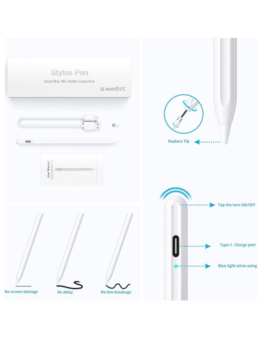 Bolígrafo Stylus DRYMOKINI Recargable 20 cm Blanco
