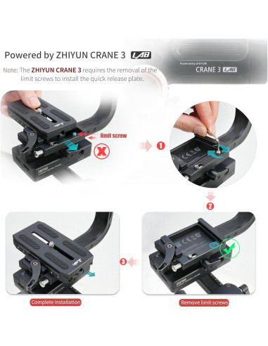 Placa de liberación rápida FocusFoto para ZHIYUN CRANE 2/3, Manfrotto 501PL