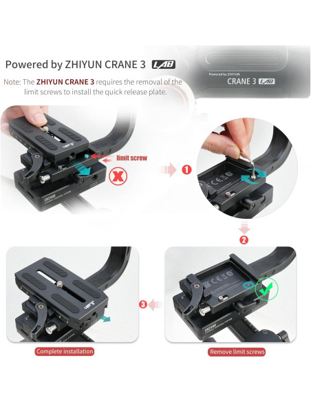 Placa de liberación rápida FocusFoto para ZHIYUN CRANE 2/3, Manfrotto 501PL Placa de liberación rápida FocusFoto para ZHIYUN CRANE 2/3, Manfrotto 501PL