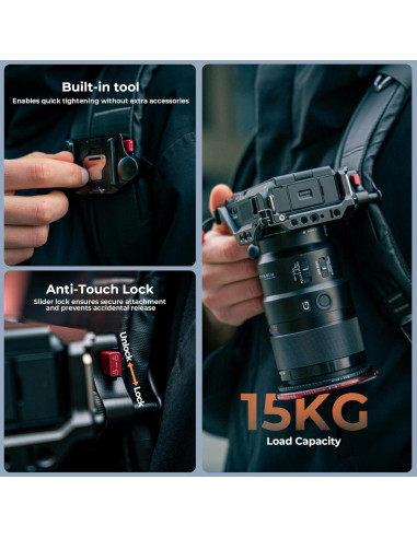 Abrazadera de liberación rápida Freewell para mochila - Montaje universal para cámaras DSLR y sin espejo