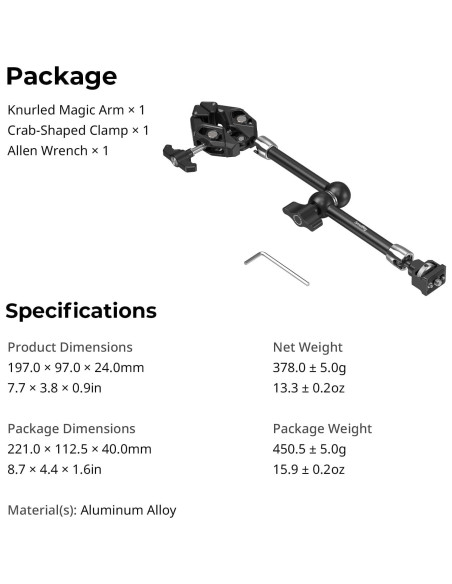 Brazo Mágico SmallRig 5312 con Abrazadera Antideflectante 1.5kg Brazo Mágico SmallRig 5312 con Abrazadera Antideflectante 1.5kg