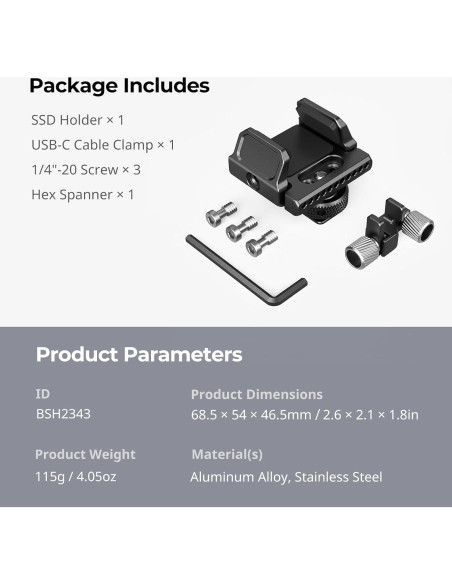 Soporte para SSD SMALLRIG BSH2343 para Samsung T5 y SanDisk Soporte para SSD SMALLRIG BSH2343 para Samsung T5 y SanDisk
