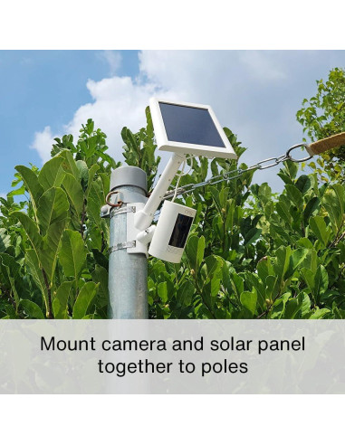 Soporte de Poste 2 en 1 Holicfun para Cámara y Panel Solar - Blanco