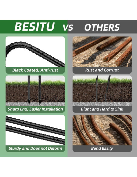 Estacas de Rebar Besitu 30,48 cm Paquete de 16 Estacas de Metal Estacas de Rebar Besitu 30,48 cm Paquete de 16 Estacas de Metal