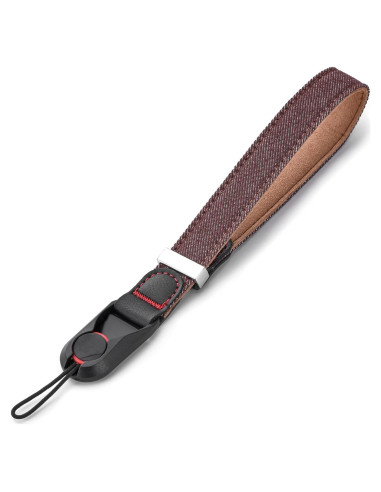 Correa de Muñeca de Denim Marrón para Cámara SLR Ajustable
