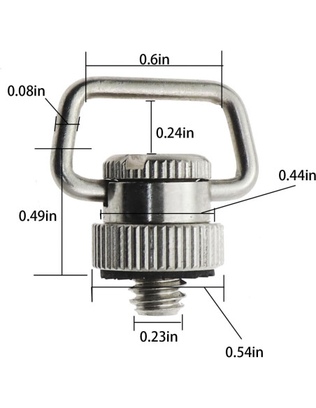 Adaptador de Correa D Ring Caishun 1/4" Acero Inoxidable Adaptador de Correa D Ring Caishun 1/4" Acero Inoxidable