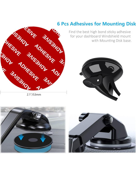 Kit de 6 Adhesivos Transparentes PKYAA 53mm para Soporte de Teléfono Kit de 6 Adhesivos Transparentes PKYAA 53mm para Soporte de Teléfono