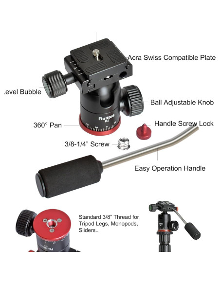 Cabezal de Trípode Panorámico Ruittos 360 con Placa Rápida Cabezal de Trípode Panorámico Ruittos 360 con Placa Rápida