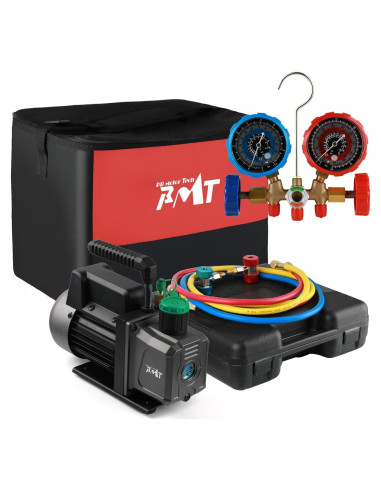 Bomba de Vacío PB Motor Tech 1/3HP 4.5CFM con Manómetro