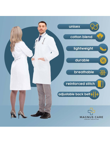 Abrigo de Laboratorio Magnus Care Unisex 91 cm Blanco
