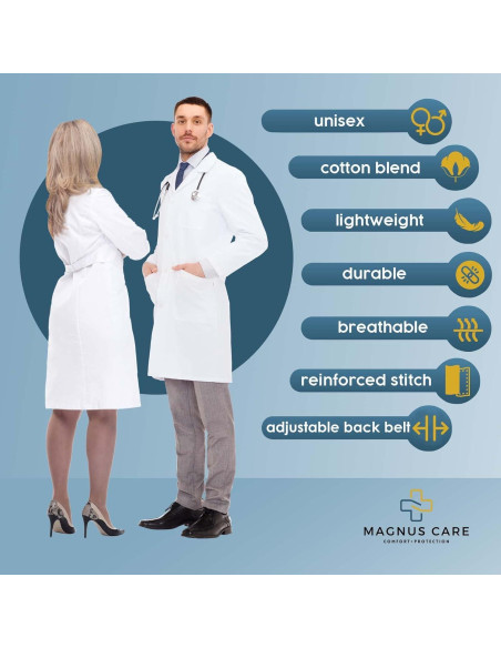 Abrigo de Laboratorio Magnus Care Unisex 91 cm Blanco Abrigo de Laboratorio Magnus Care Unisex 91 cm Blanco