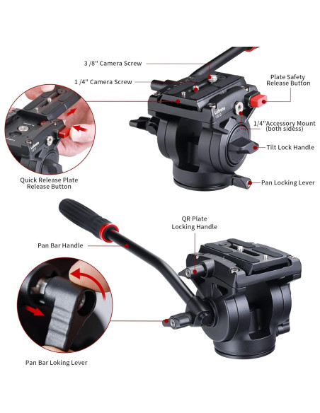 Cabezal de trípode Leifrotto VS10 para cámara DSLR, 10 kg Cabezal de trípode Leifrotto VS10 para cámara DSLR, 10 kg